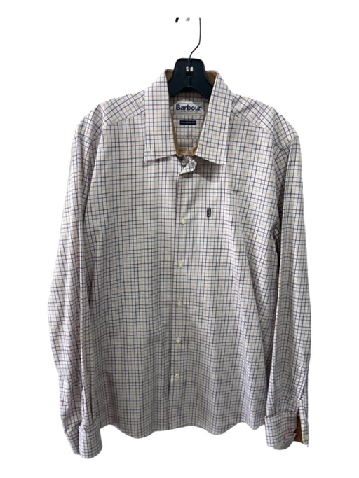 Barbour Size M White & Multi Cotton Plaid Button Up Collared Long Sleeve Shirt M