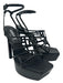 Versace Shoe Size 37 Black Leather Cage Platform Square Toe Ankle Buckle Pumps Black / 37