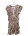 Yumi Kim Size L Pink & Multi Viscose Floral Round Split Neck Elastic Waist Dress Pink & Multi / L