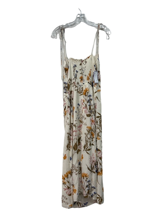 Reformation Size 8 White & Multi Viscose Floral Spaghetti Strap Midi Dress White & Multi / 8