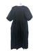 Sofia Size M Black Cotton V Neck Short Puff Sleeve Tiered Midi Dress Black / M