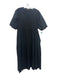 Sofia Size M Black Cotton V Neck Short Puff Sleeve Tiered Midi Dress Black / M