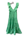 J Crew Size 6 Bright Green Polyester V Neck Ruffle Sleeveless Tiered Dress Bright Green / 6