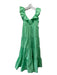 J Crew Size 6 Bright Green Polyester V Neck Ruffle Sleeveless Tiered Dress Bright Green / 6