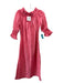 Dondolo Size S Pink & Red Cotton Heart Embroidered Smocked Neck Midi Dress Pink & Red / S