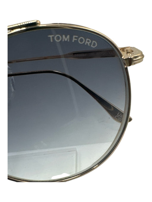 Tom Ford Black & Gold Metal Aviator Gray Lens Gradient Sunglasses Black & Gold