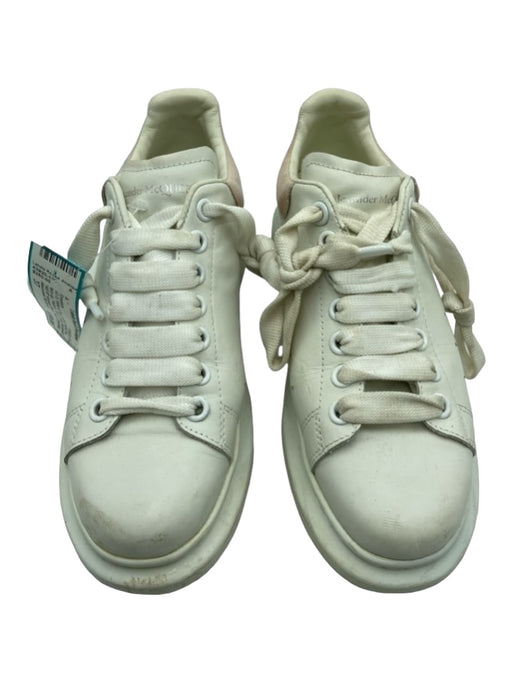 Alexander McQueen Shoe Size 37 White & Pink Leather round toe lace up Sneakers White & Pink / 37