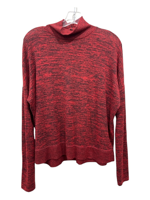 Rag & Bone Size M Red & Black Rayon Blend Heathered Mock Neck Ribbed Hem Top Red & Black / M