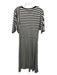 COS Size XS Beige & Black Cotton Short Sleeve Mixed Stripes Bias Cut Midi Dress Beige & Black / XS