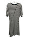 COS Size XS Beige & Black Cotton Short Sleeve Mixed Stripes Bias Cut Midi Dress Beige & Black / XS