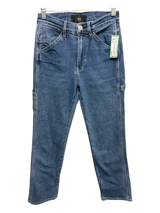 3X1 Size 25 Medium Wash Cotton Blend High Rise Cargo Straight Leg Jeans Medium Wash / 25