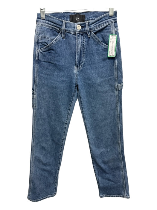 3X1 Size 25 Medium Wash Cotton Blend High Rise Cargo Straight Leg Jeans Medium Wash / 25