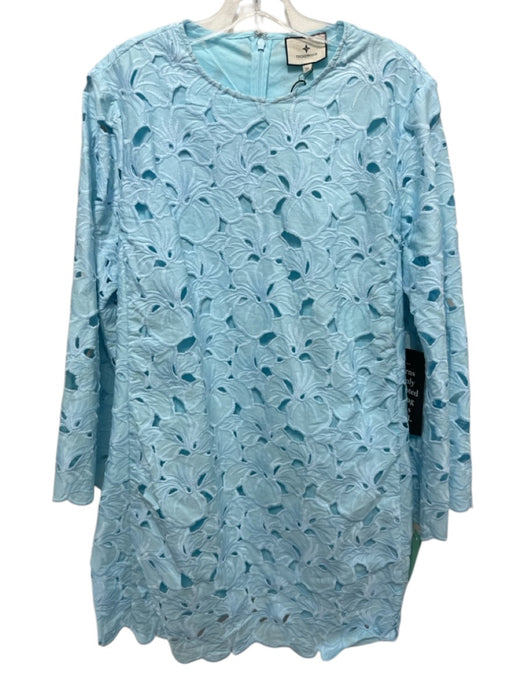 Tuckernuck Size XL Light Blue Cotton Floral Embroidered Lace Overlay Dress Light Blue / XL