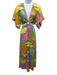 Mumu Size M Pink, Green & Yellow Cotton & Rayon Side Cut Out Circle V Neck Dress Pink, Green & Yellow / M