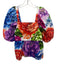 Farm Rio Size S Red, Blue & Green Cotton Short Balloon Sleeve Floral Top Red, Blue & Green / S