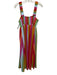 Mumu Size L Red, Orange & Pink Polyester Sleeveless Vertical Stripes Maxi Dress Red, Orange & Pink / L
