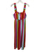 Mumu Size L Red, Orange & Pink Polyester Sleeveless Vertical Stripes Maxi Dress Red, Orange & Pink / L