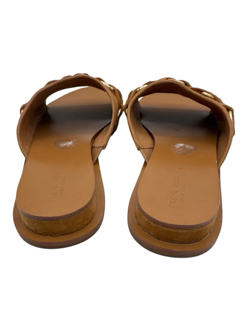 Rag & Bone Shoe Size 38.5 Tan & Gold Suede Round Toe Gold Hardware Slide Sandals Tan & Gold / 38.5