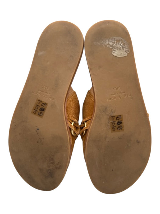 Rag & Bone Shoe Size 38.5 Tan & Gold Suede Round Toe Gold Hardware Slide Sandals Tan & Gold / 38.5