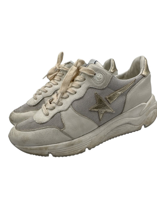 Golden Goose Shoe Size 39 White & Silver Leather & Mesh Lace Up Low Top Sneakers White & Silver / 39