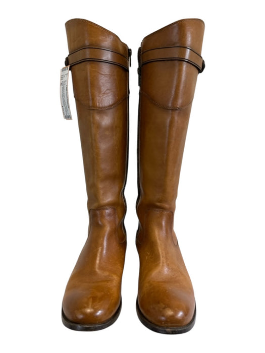 Frye Shoe Size 8B Cognac Brown Leather Side Zip Gunmetal Hardware Boots Cognac Brown / 8B