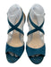Jimmy Choo Shoe Size 39 Teal Blue Suede Ankle Buckle Peep Toe D'orsay Sandals Teal Blue / 39
