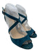 Jimmy Choo Shoe Size 39 Teal Blue Suede Ankle Buckle Peep Toe D'orsay Sandals Teal Blue / 39
