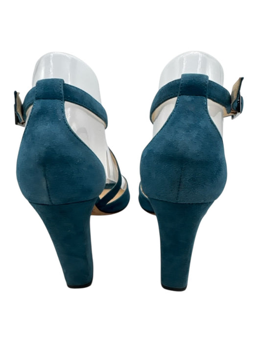 Jimmy Choo Shoe Size 39 Teal Blue Suede Ankle Buckle Peep Toe D'orsay Sandals Teal Blue / 39