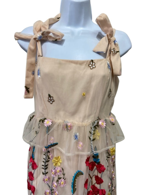 Buddy Love Size S Beige, Red, Multi Polyester Sleeveless Floral Embroidery Dress Beige, Red, Multi / S
