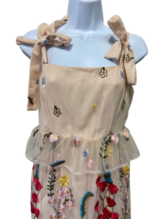 Buddy Love Size S Beige, Red, Multi Polyester Sleeveless Floral Embroidery Dress Beige, Red, Multi / S