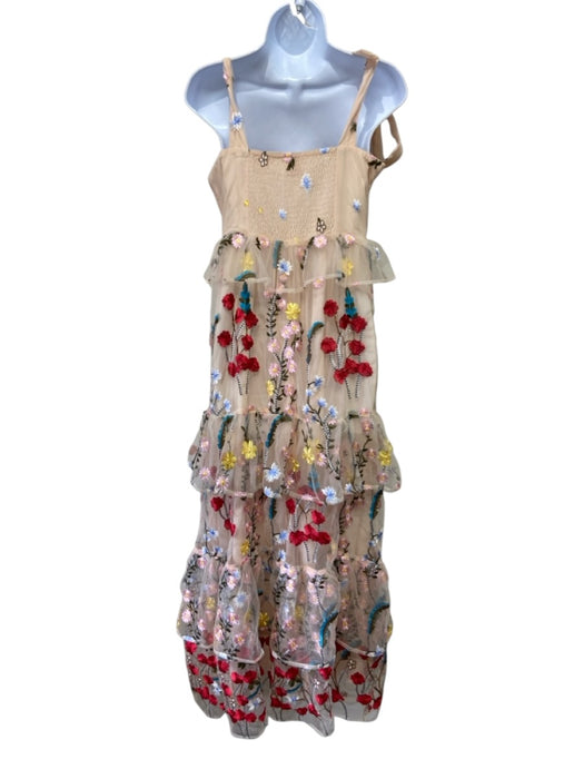 Buddy Love Size S Beige, Red, Multi Polyester Sleeveless Floral Embroidery Dress Beige, Red, Multi / S