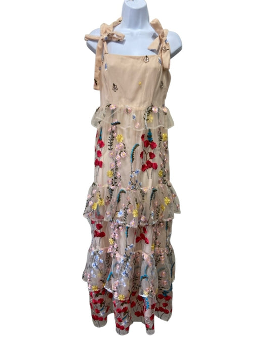 Buddy Love Size S Beige, Red, Multi Polyester Sleeveless Floral Embroidery Dress Beige, Red, Multi / S