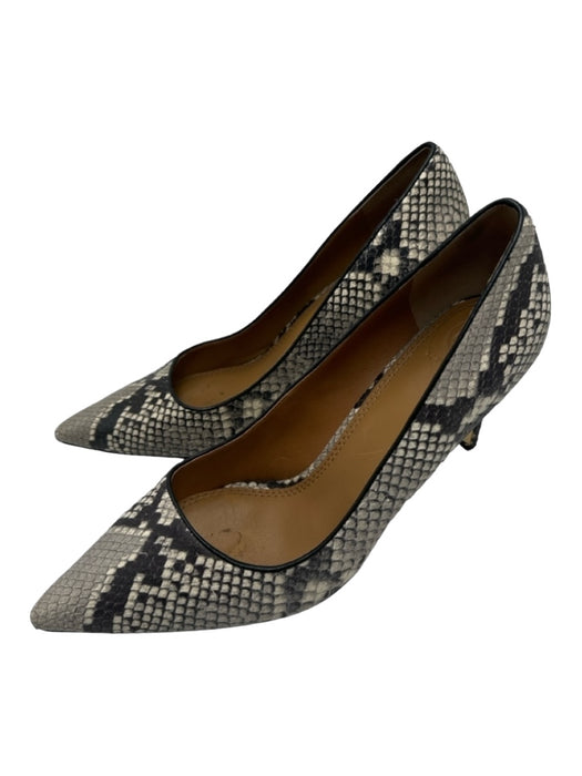 Tory Burch Shoe Size 11 White & Gray Leather Snake Print Pointed Toe Pumps White & Gray / 11