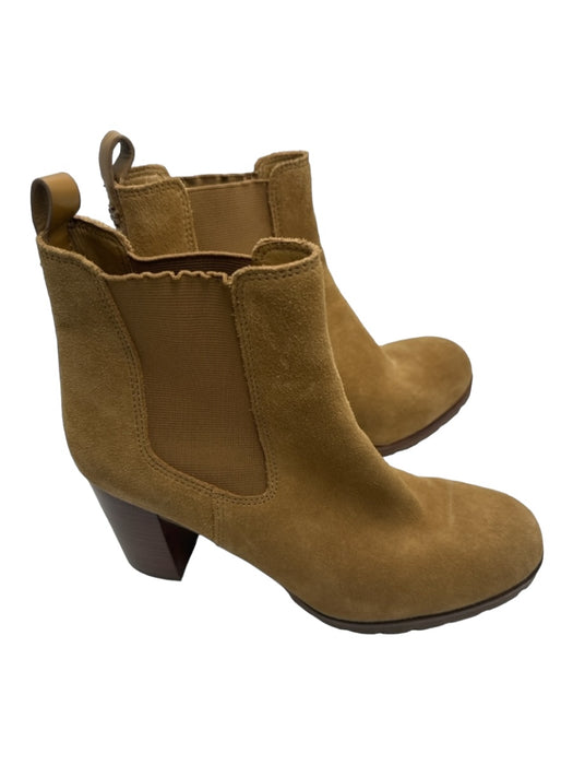 Tory Burch Shoe Size 10.5 Camel Brown Suede round toe Chelsea Booties Camel Brown / 10.5