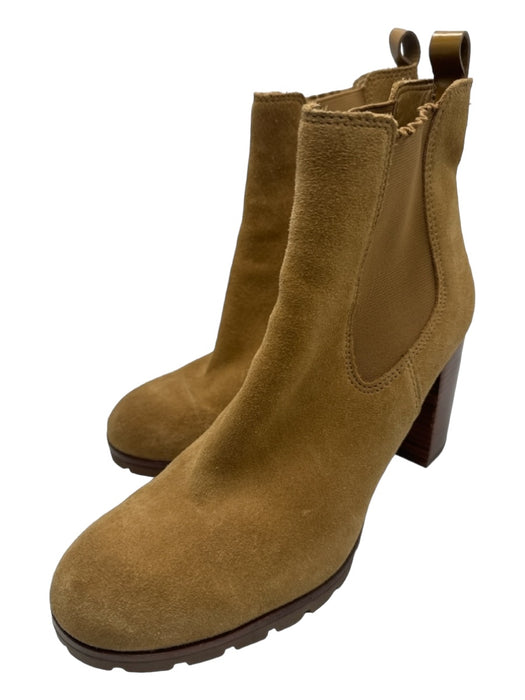 Tory Burch Shoe Size 10.5 Camel Brown Suede round toe Chelsea Booties Camel Brown / 10.5