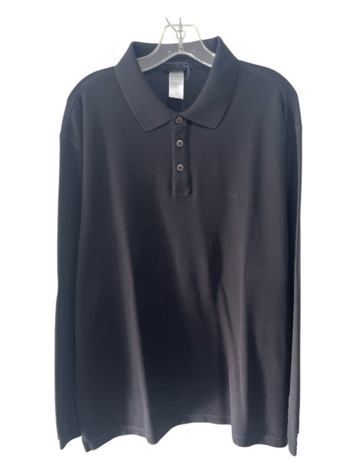Patagonia Size L Black Cotton Blend Solid Polo Men's Long Sleeve Shirt Black / L