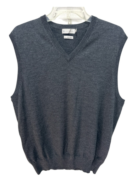 Peter Millar Size L Dark Gray Wool Blend Solid Vest V Neck Men's Sweater Dark Gray / L