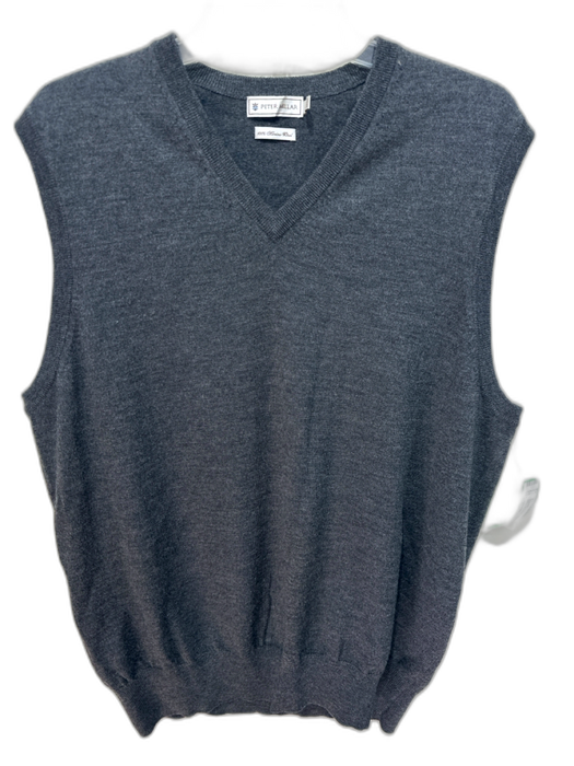 Peter Millar Size L Dark Gray Wool Blend Solid Vest V Neck Men's Sweater Dark Gray / L