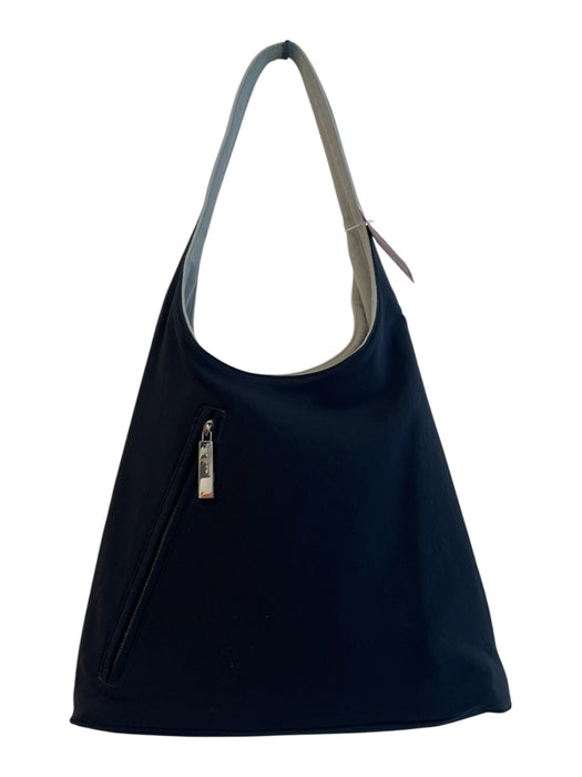 Salvatore Ferragamo Black Fabric Top Handle Magnetic Snap Closure Zip Pocket Bag Black / M