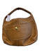 Coach Brown Leather Gold Tone Hardware Top Handle Zip Close Stitch detail Bag Brown / M