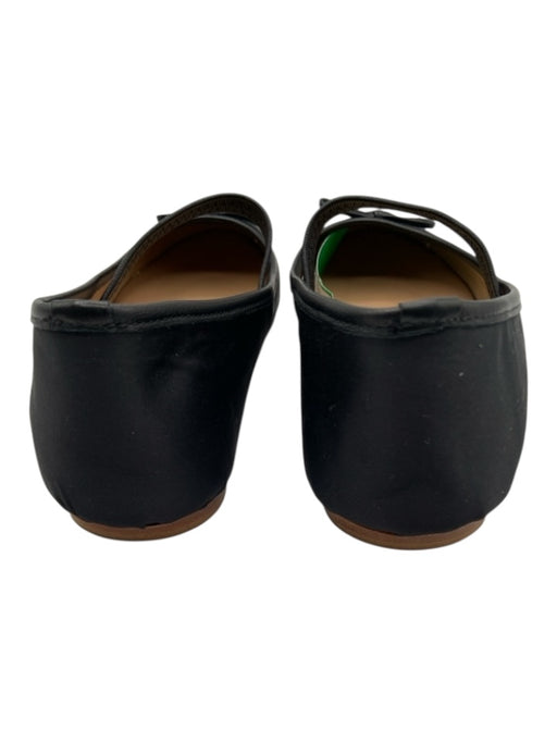Alohas Shoe Size 38 Black Satin round toe Strap Bow Detail Ballet Flats Black / 38