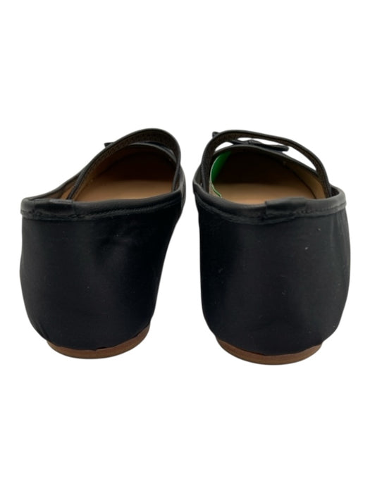 Alohas Shoe Size 38 Black Satin round toe Strap Bow Detail Ballet Flats Black / 38