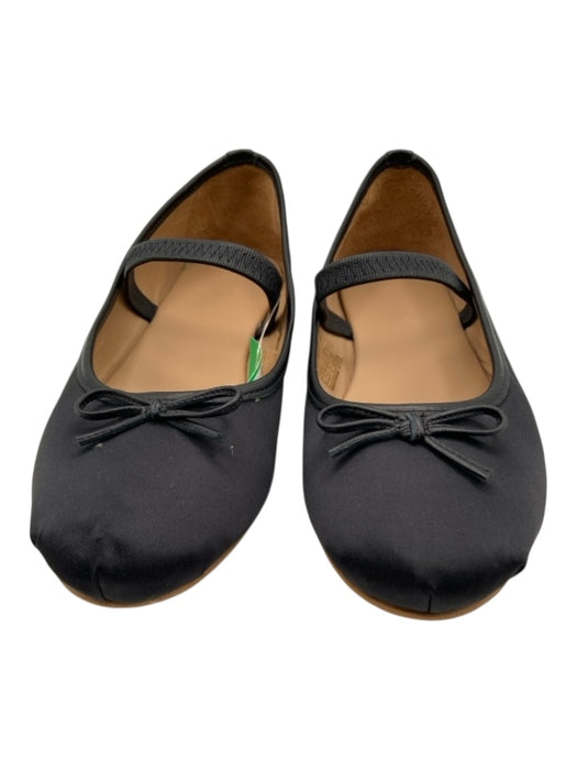 Alohas Shoe Size 38 Black Satin round toe Strap Bow Detail Ballet Flats Black / 38