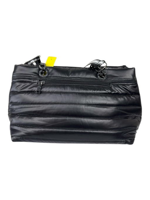 Think Royln Black Polyester Quilted Multiple Straps Magnetic Snap Closure Bag Black