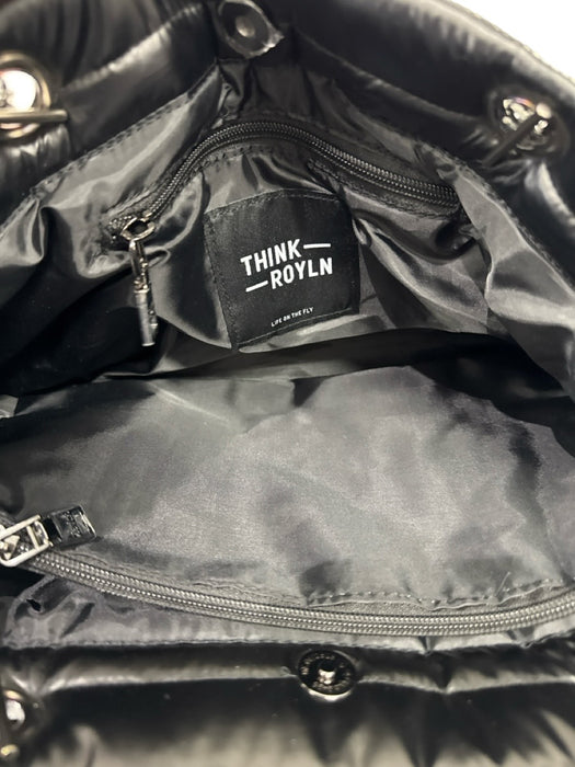 Think Royln Black Polyester Quilted Multiple Straps Magnetic Snap Closure Bag Black