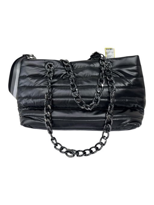 Think Royln Black Polyester Quilted Multiple Straps Magnetic Snap Closure Bag Black