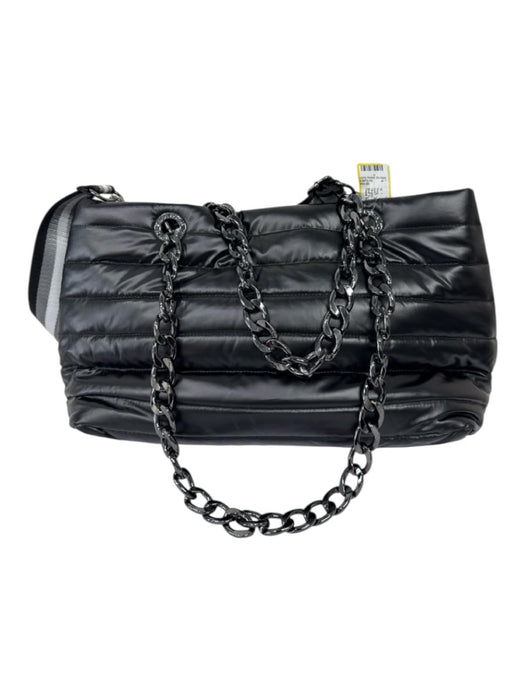 Think Royln Black Polyester Quilted Multiple Straps Magnetic Snap Closure Bag Black