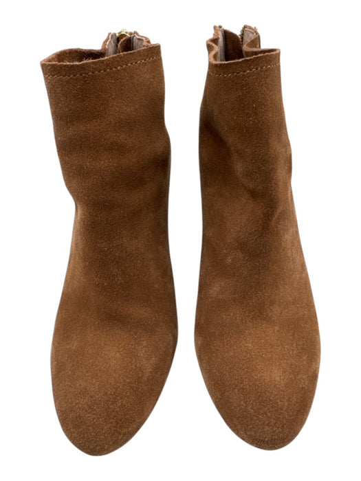Steve Madden Shoe Size 7 Tan Leather Upper Suede Back Zip Block Heel Booties Tan / 7