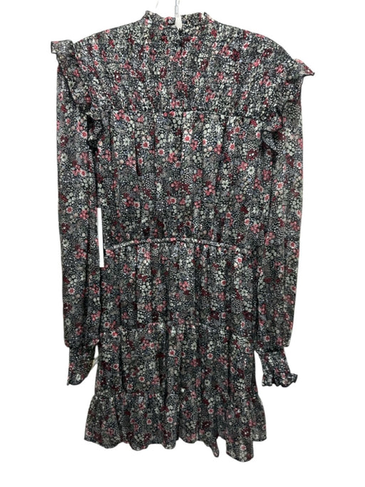 Aqua Size XS Black & Multi Polyester Long Balloon Sleeve Floral Dress Black & Multi / XS