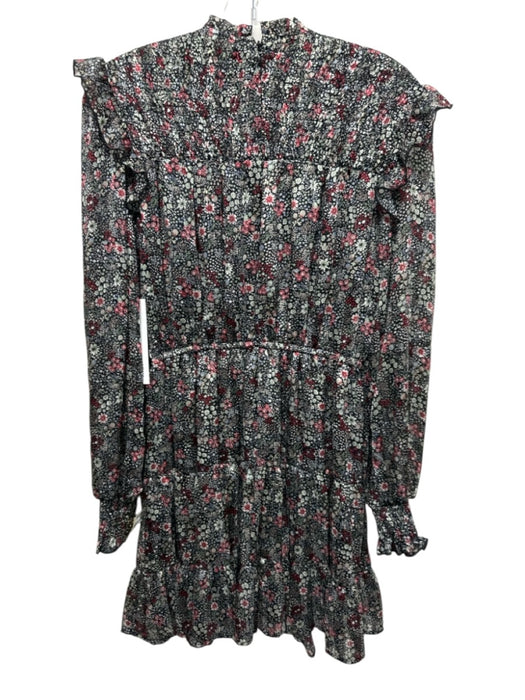Aqua Size XS Black & Multi Polyester Long Balloon Sleeve Floral Dress Black & Multi / XS